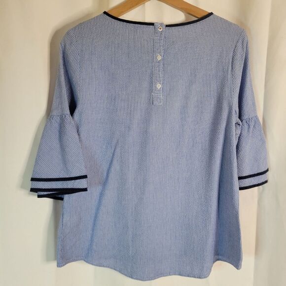 Tommy Hilfiger Blue Flare Sleeve Blouse - Picture 3 of 16